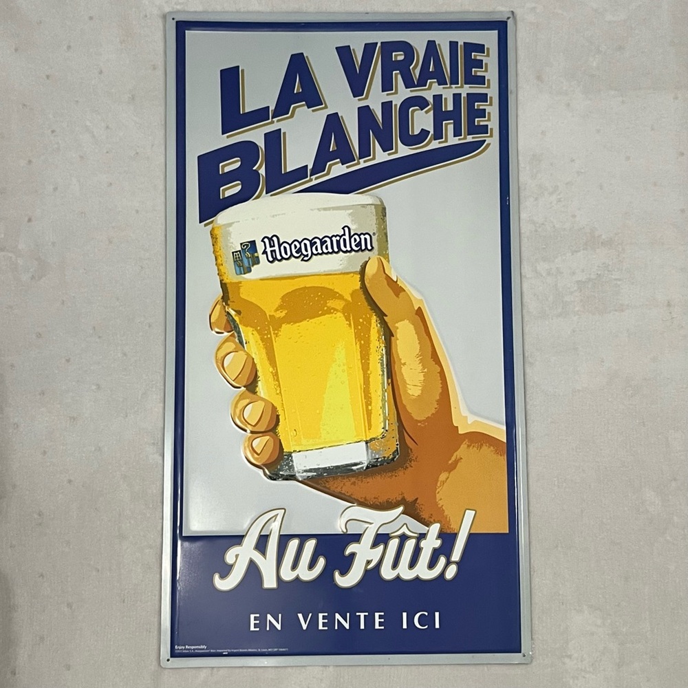 Hoegaarden “La Vraie Blanche” Beer Metal Sign Bar Pub Decor 2012 Anheuser-Busch